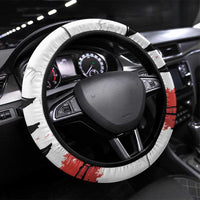 Japanese Samurai Warrior Enso Steering Wheel Cover Japan Pagoda Sakura Watercolor LT14 Universal Fit White - Polynesian Pride