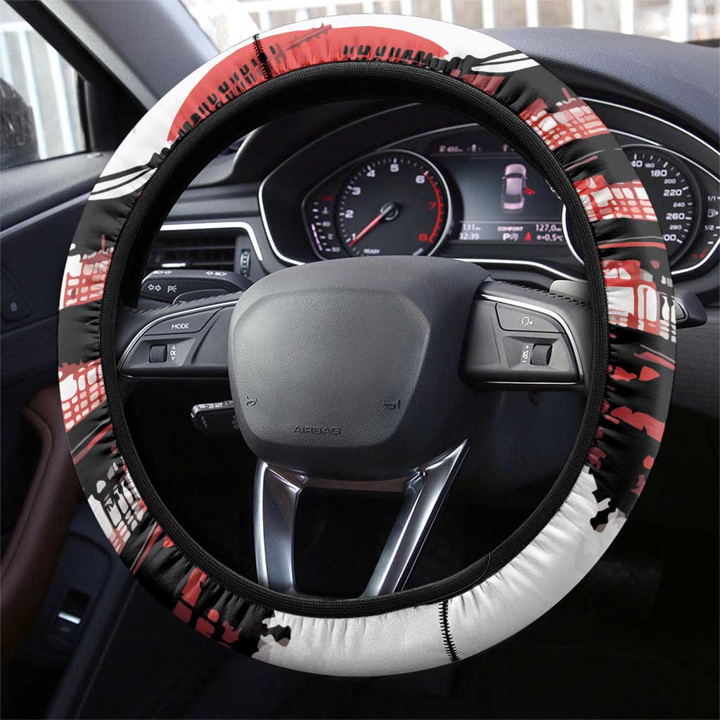 Japanese Samurai Warrior Enso Steering Wheel Cover Japan Pagoda Sakura Watercolor LT14 - Polynesian Pride
