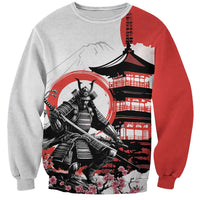 Japanese Samurai Warrior Enso Sweatshirt Japan Pagoda Sakura Watercolor LT14 Unisex White - Polynesian Pride