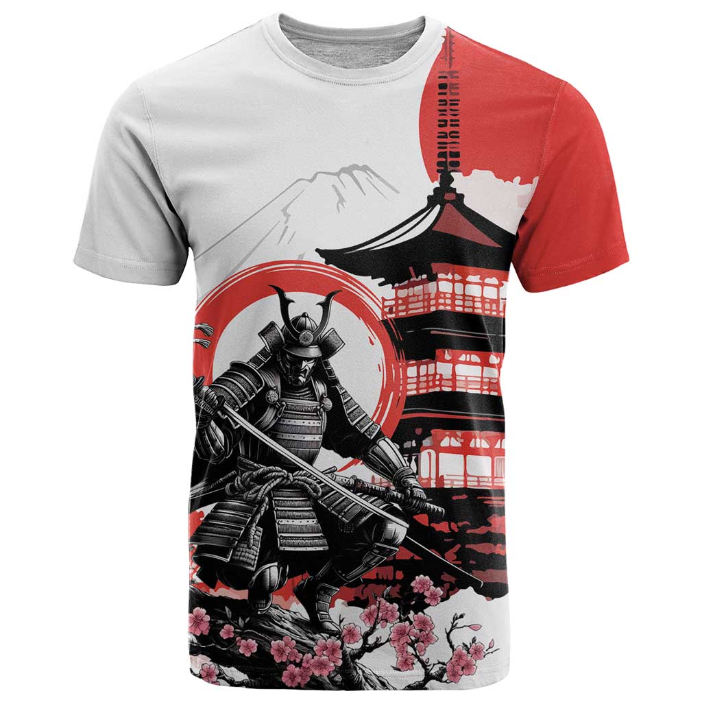 Japanese Samurai Warrior Enso T Shirt Japan Pagoda Sakura Watercolor - Polynesian Pride