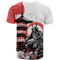 Japanese Samurai Warrior Enso T Shirt Japan Pagoda Sakura Watercolor - Polynesian Pride