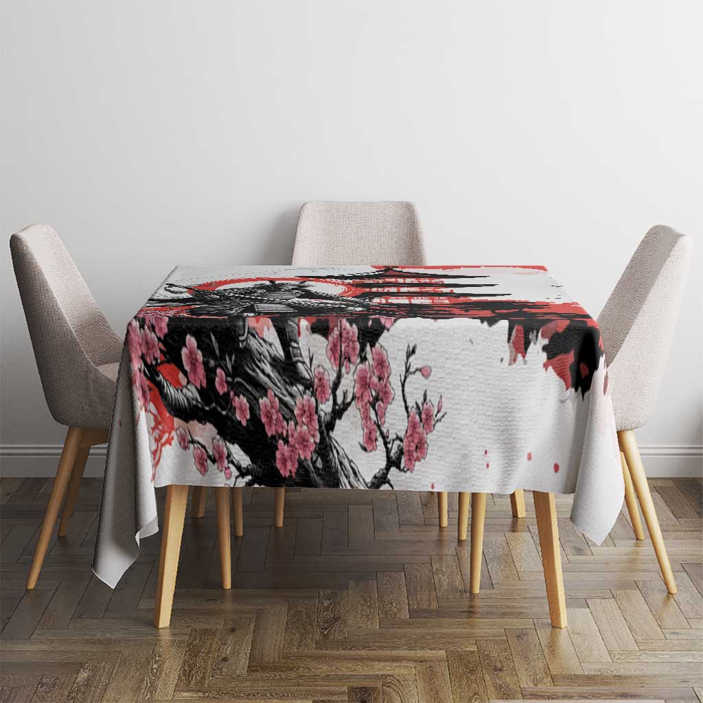 Japanese Samurai Warrior Enso Tablecloth Japan Pagoda Sakura Watercolor - Polynesian Pride