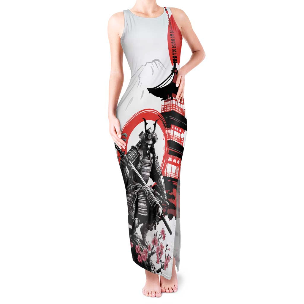Japanese Samurai Warrior Enso Tank Maxi Dress Japan Pagoda Sakura Watercolor LT14 Women White - Polynesian Pride
