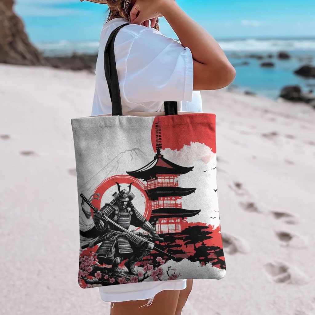 Japanese Samurai Warrior Enso Tote Bag Japan Pagoda Sakura Watercolor LT14 - Polynesian Pride