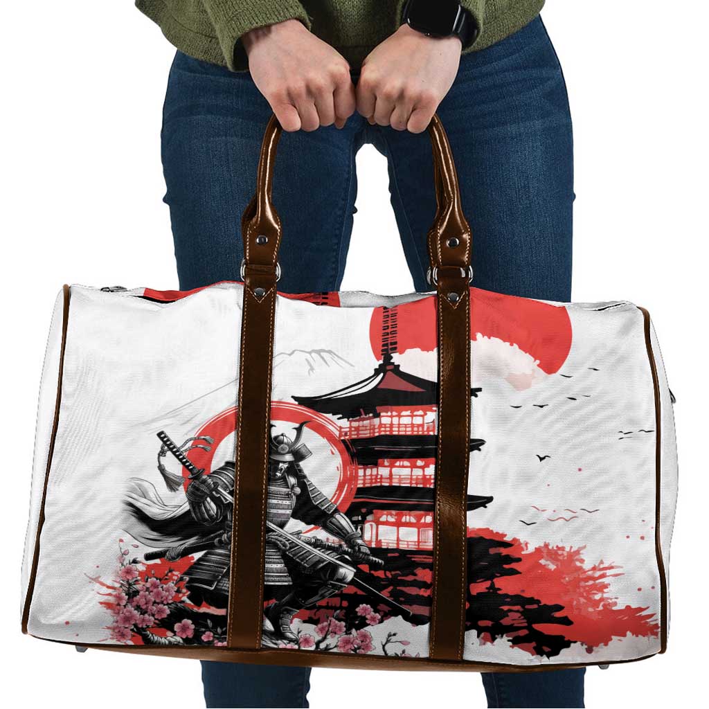 Japanese Samurai Warrior Enso Travel Bag Japan Pagoda Sakura Watercolor LT14 White - Polynesian Pride