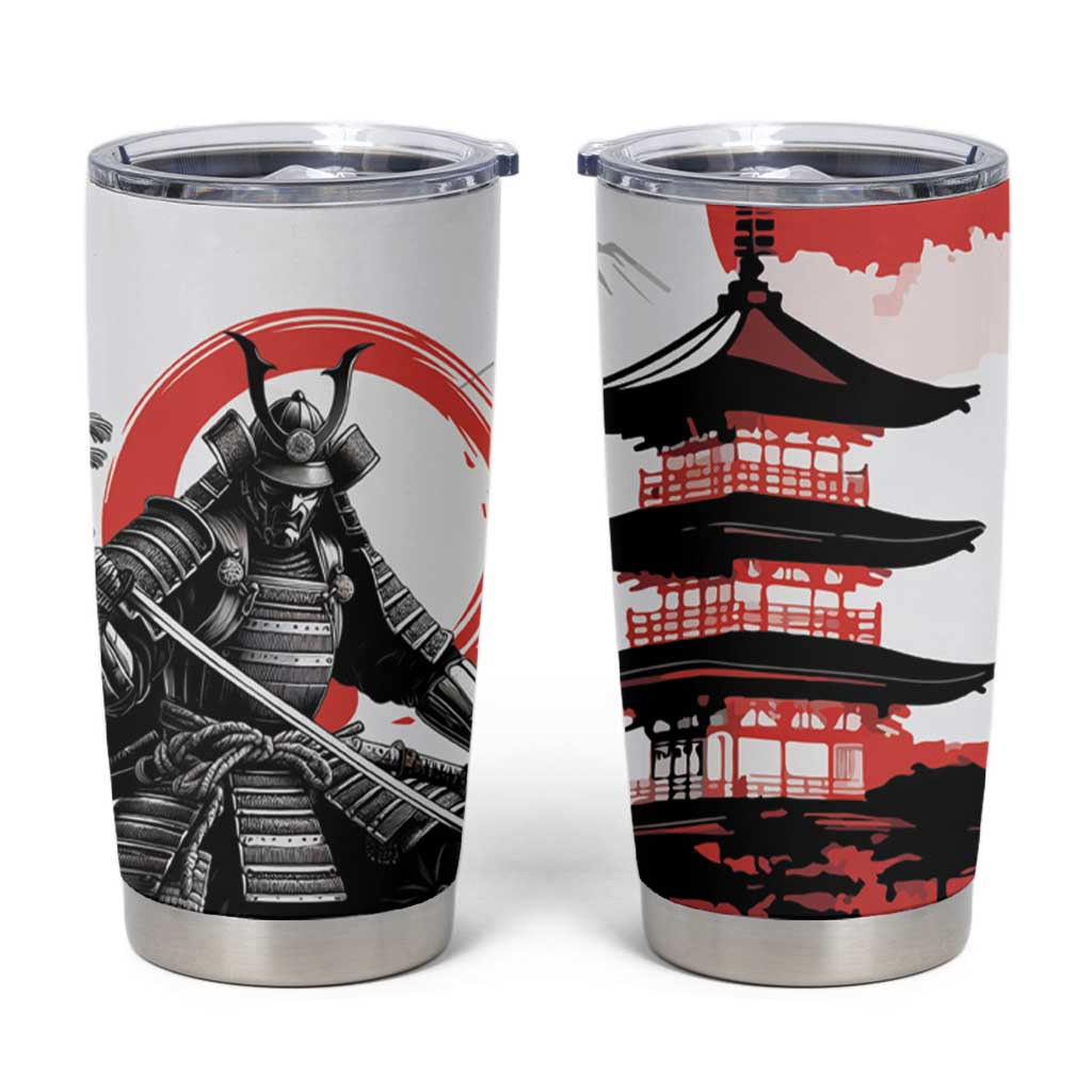 Japanese Samurai Warrior Enso Tumbler Cup Japan Pagoda Sakura Watercolor LT14 White - Polynesian Pride