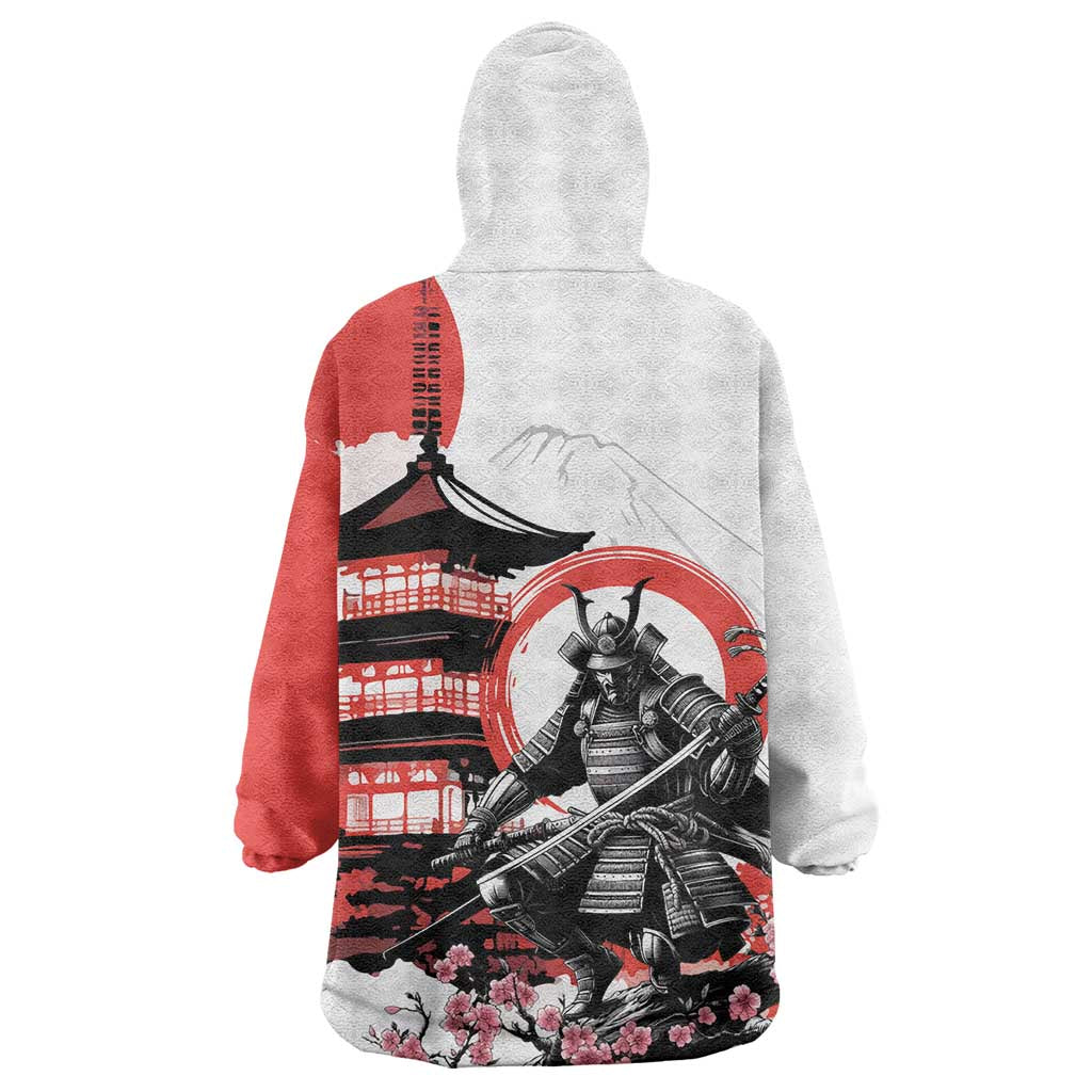 Japanese Samurai Warrior Enso Wearable Blanket Hoodie Japan Pagoda Sakura Watercolor LT14 - Polynesian Pride
