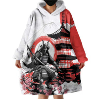 Japanese Samurai Warrior Enso Wearable Blanket Hoodie Japan Pagoda Sakura Watercolor LT14 - Polynesian Pride
