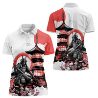 Japanese Samurai Warrior Enso Women Polo Shirt Japan Pagoda Sakura Watercolor LT14 - Polynesian Pride