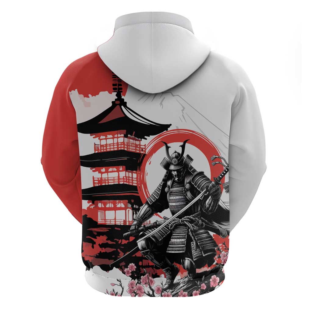 Japanese Samurai Warrior Enso Zip Hoodie Japan Pagoda Sakura Watercolor LT14 - Polynesian Pride