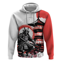 Japanese Samurai Warrior Enso Zip Hoodie Japan Pagoda Sakura Watercolor LT14 Pullover Hoodie White - Polynesian Pride