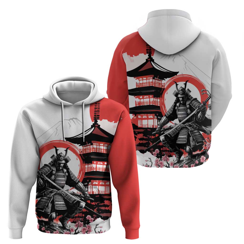 Japanese Samurai Warrior Enso Zip Hoodie Japan Pagoda Sakura Watercolor LT14 - Polynesian Pride