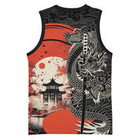 Japanese Dragon Katana Enso Basketball Jersey Japan Pagoda Seamless Cloud LT14 - Polynesian Pride