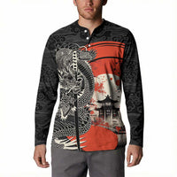 Japanese Dragon Katana Enso Button Sweatshirt Japan Pagoda Seamless Cloud LT14 - Polynesian Pride