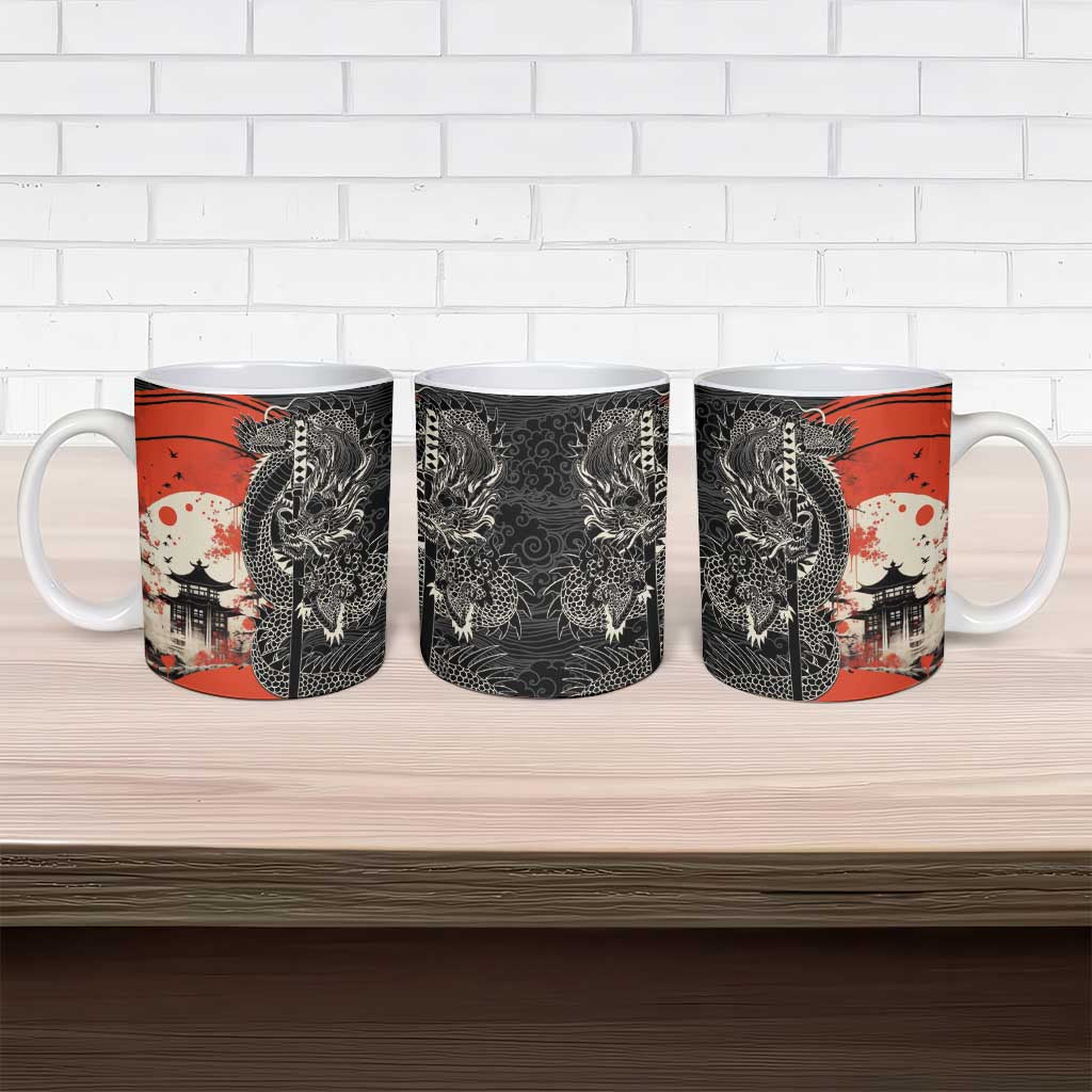 Japanese Dragon Katana Enso Ceramic Mug Japan Pagoda Seamless Cloud LT14 - Polynesian Pride