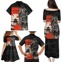 Japanese Dragon Katana Enso Family Matching Puletasi and Hawaiian Shirt Japan Pagoda Seamless Cloud - Polynesian Pride