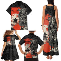 Japanese Dragon Katana Enso Family Matching Tank Maxi Dress and Hawaiian Shirt Japan Pagoda Seamless Cloud - Polynesian Pride