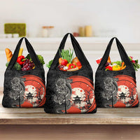 Japanese Dragon Katana Enso Grocery Bag Japan Pagoda Seamless Cloud LT14 3-pack One Size Black - Polynesian Pride