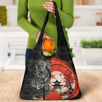 Japanese Dragon Katana Enso Grocery Bag Japan Pagoda Seamless Cloud LT14 - Polynesian Pride