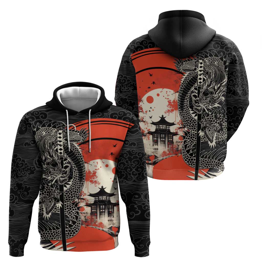 Japanese Dragon Katana Enso Hoodie Japan Pagoda Seamless Cloud - Polynesian Pride