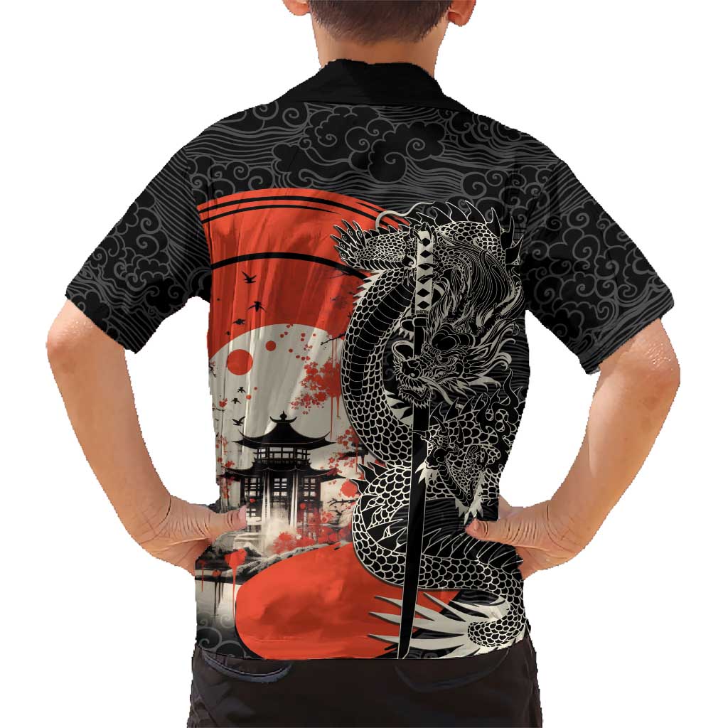 Japanese Dragon Katana Enso Kid Hawaiian Shirt Japan Pagoda Seamless Cloud - Polynesian Pride