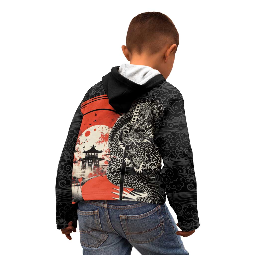 Japanese Dragon Katana Enso Kid Hoodie Japan Pagoda Seamless Cloud LT14 - Polynesian Pride