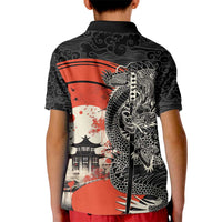 Japanese Dragon Katana Enso Kid Polo Shirt Japan Pagoda Seamless Cloud LT14 - Polynesian Pride