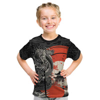 Japanese Dragon Katana Enso Kid T Shirt Japan Pagoda Seamless Cloud LT14 Black - Polynesian Pride