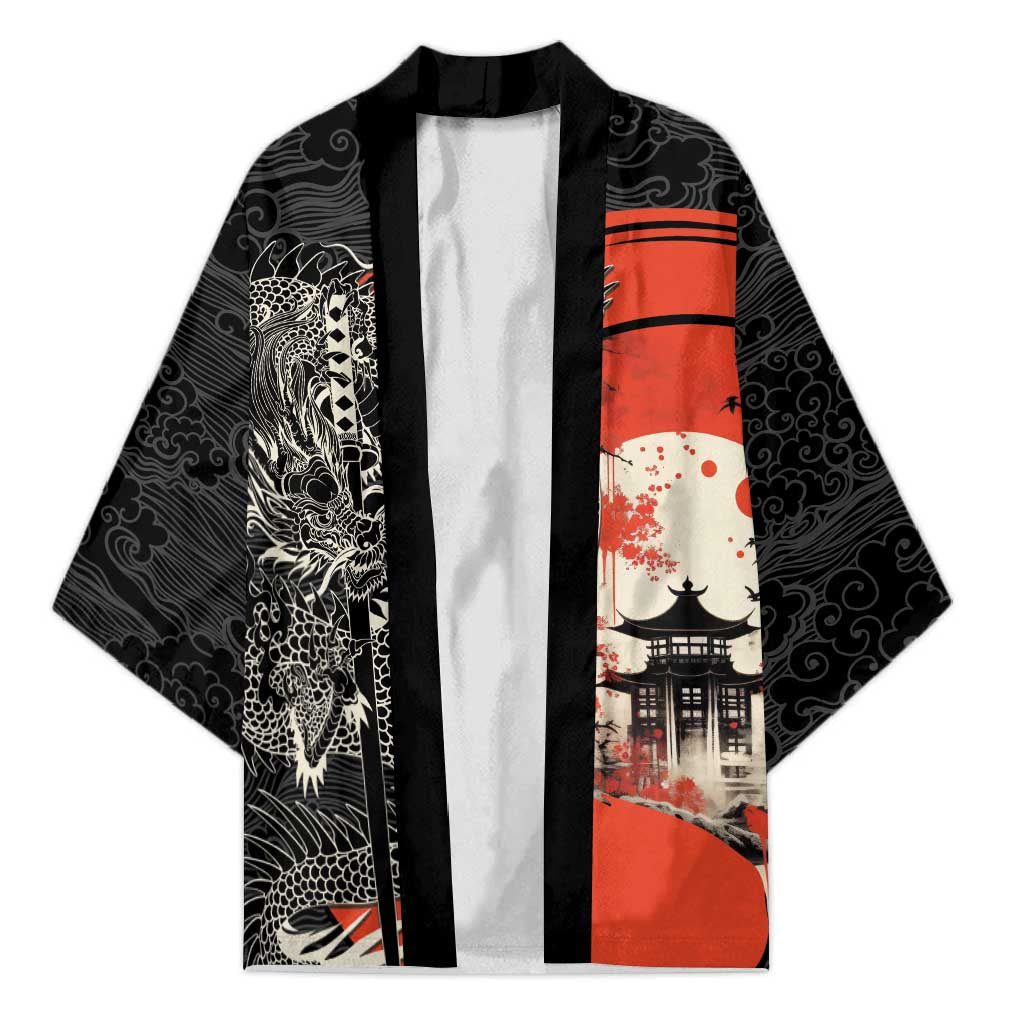 Japanese Dragon Katana Enso Kimono Japan Pagoda Seamless Cloud LT14 Unisex Black - Polynesian Pride
