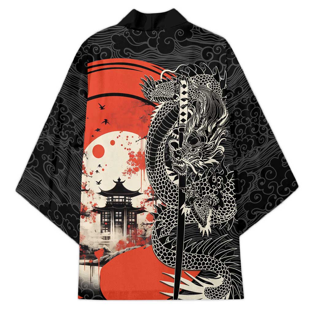 Japanese Dragon Katana Enso Kimono Japan Pagoda Seamless Cloud LT14 - Polynesian Pride