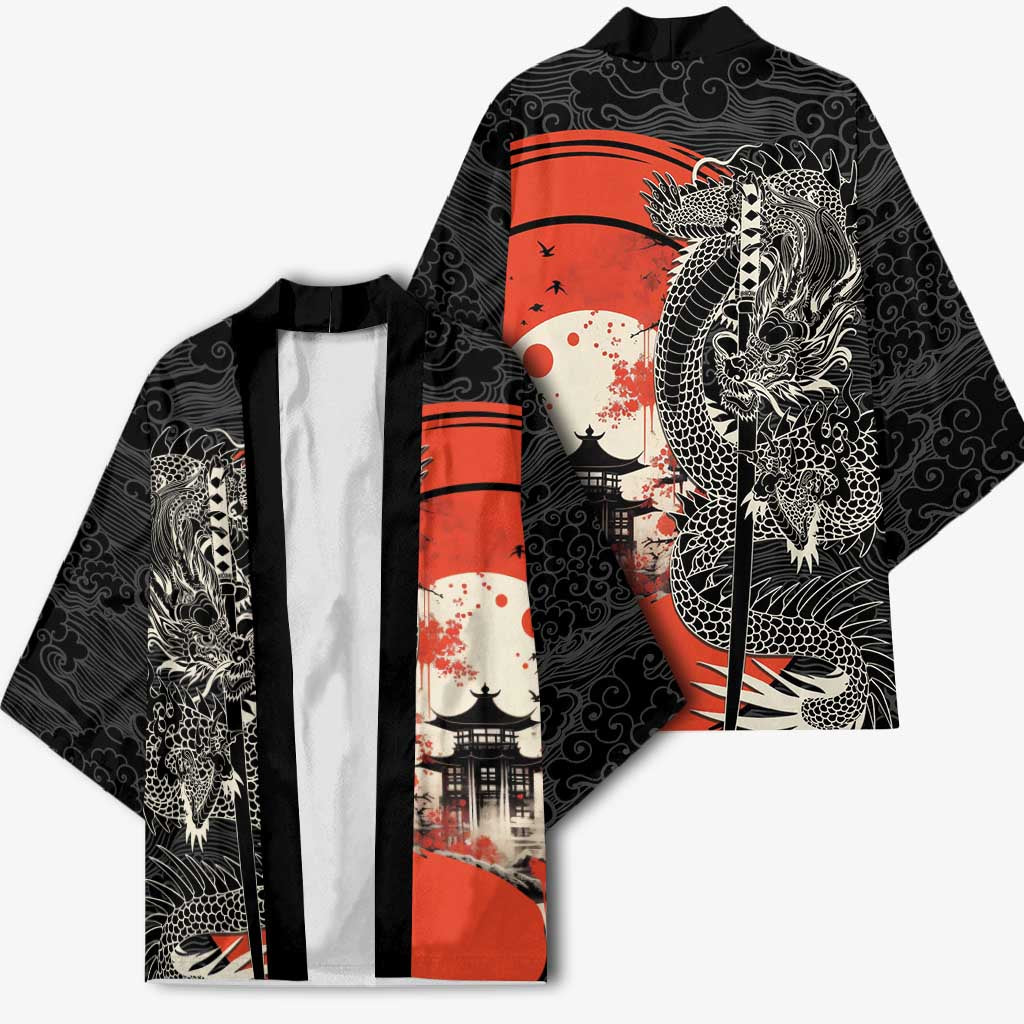 Japanese Dragon Katana Enso Kimono Japan Pagoda Seamless Cloud LT14 - Polynesian Pride