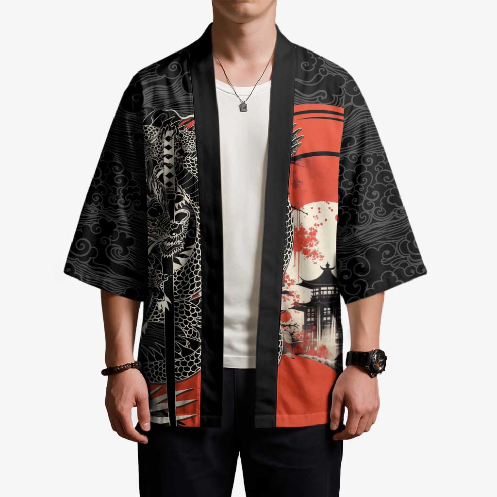 Japanese Dragon Katana Enso Kimono Japan Pagoda Seamless Cloud LT14 - Polynesian Pride
