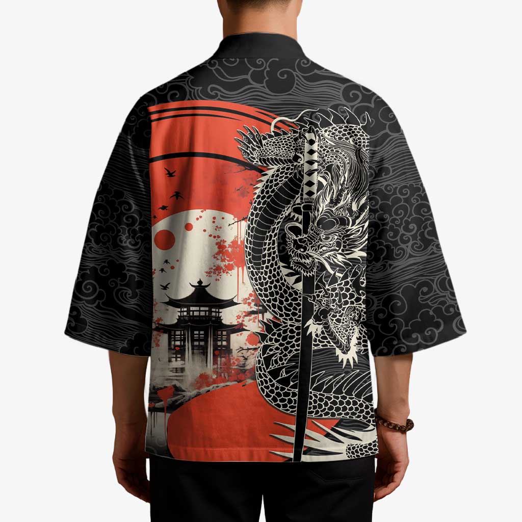 Japanese Dragon Katana Enso Kimono Japan Pagoda Seamless Cloud LT14 - Polynesian Pride