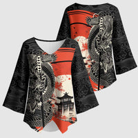 Japanese Dragon Katana Enso Kimono Sleeve Blouse Japan Pagoda Seamless Cloud - Polynesian Pride