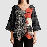 Japanese Dragon Katana Enso Kimono Sleeve Blouse Japan Pagoda Seamless Cloud - Polynesian Pride