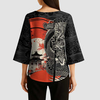 Japanese Dragon Katana Enso Kimono Sleeve Blouse Japan Pagoda Seamless Cloud - Polynesian Pride