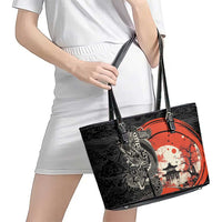 Japanese Dragon Katana Enso Leather Tote Bag Japan Pagoda Seamless Cloud LT14 - Polynesian Pride