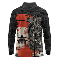 Japanese Dragon Katana Enso Long Sleeve Polo Shirt Japan Pagoda Seamless Cloud LT14 - Polynesian Pride