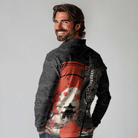 Japanese Dragon Katana Enso Long Sleeve Polo Shirt Japan Pagoda Seamless Cloud LT14 - Polynesian Pride