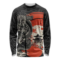 Japanese Dragon Katana Enso Long Sleeve Shirt Japan Pagoda Seamless Cloud LT14 Unisex Black - Polynesian Pride