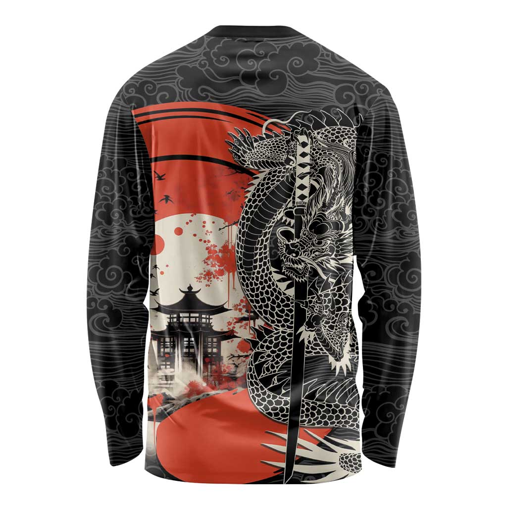 Japanese Dragon Katana Enso Long Sleeve Shirt Japan Pagoda Seamless Cloud LT14 - Polynesian Pride