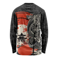 Japanese Dragon Katana Enso Long Sleeve Shirt Japan Pagoda Seamless Cloud LT14 - Polynesian Pride