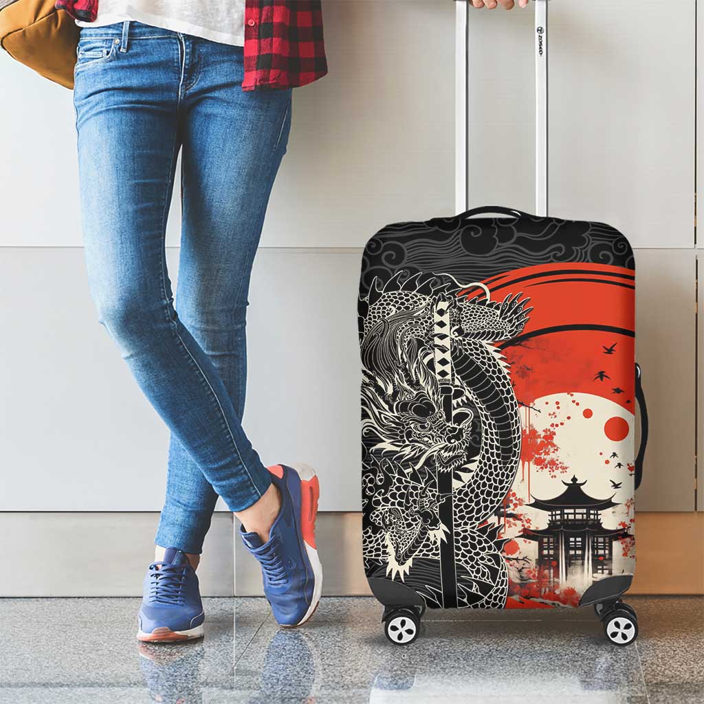 Japanese Dragon Katana Enso Luggage Cover Japan Pagoda Seamless Cloud LT14 - Polynesian Pride