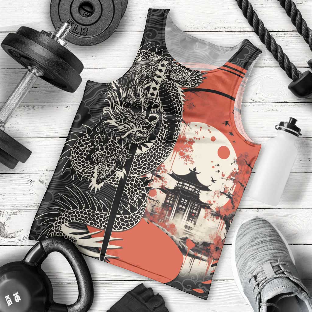 Japanese Dragon Katana Enso Men Tank Top Japan Pagoda Seamless Cloud LT14 - Polynesian Pride