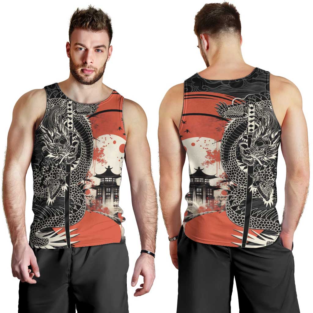Japanese Dragon Katana Enso Men Tank Top Japan Pagoda Seamless Cloud LT14 - Polynesian Pride