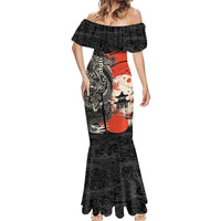 Japanese Dragon Katana Enso Mermaid Dress Japan Pagoda Seamless Cloud - Polynesian Pride