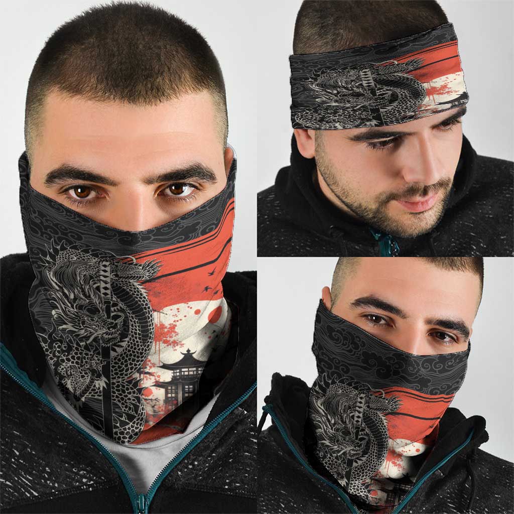 Japanese Dragon Katana Enso Neck Gaiter Japan Pagoda Seamless Cloud LT14 - Polynesian Pride