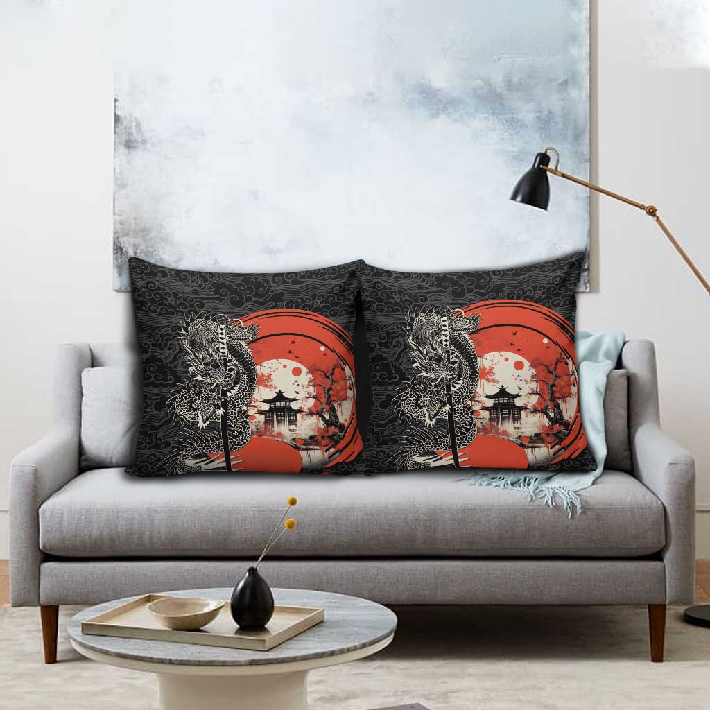 Japanese Dragon Katana Enso Pillow Cover Japan Pagoda Seamless Cloud LT14 - Polynesian Pride