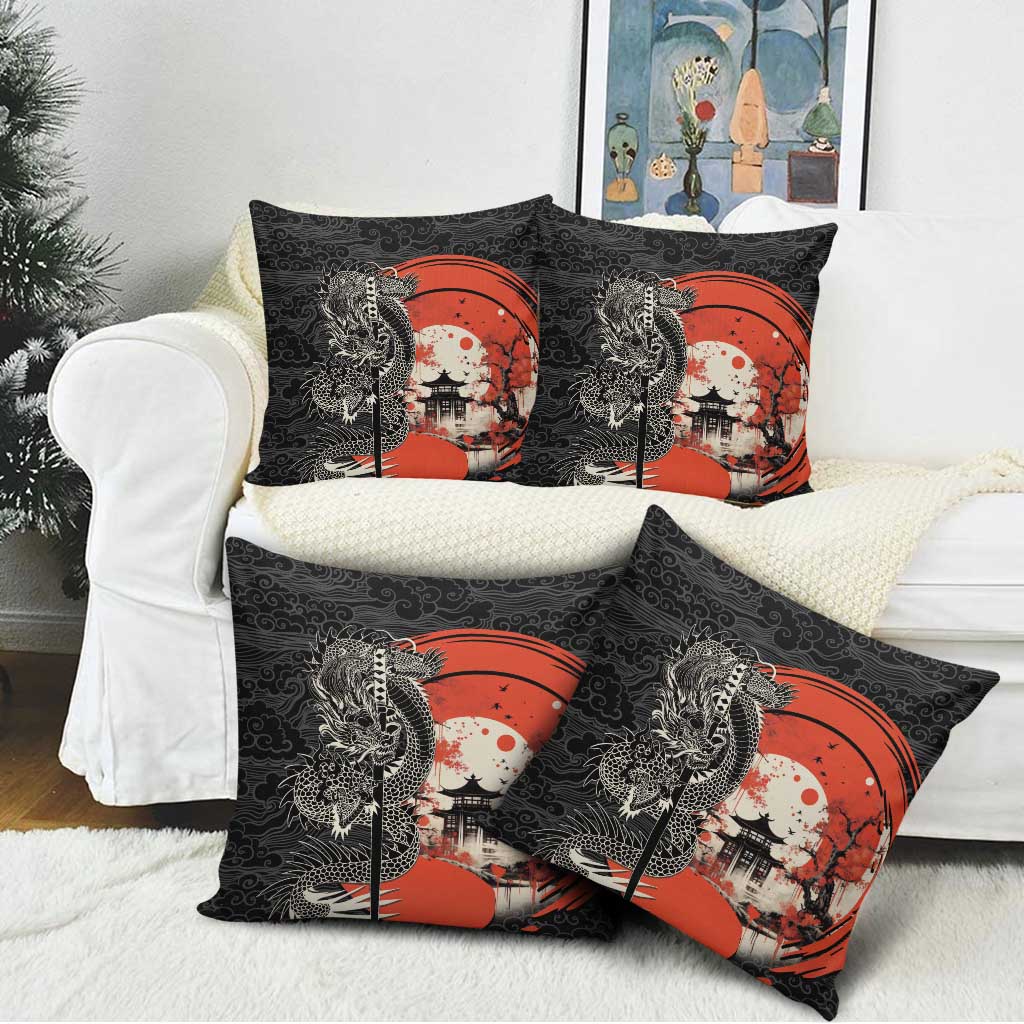 Japanese Dragon Katana Enso Pillow Cover Japan Pagoda Seamless Cloud LT14 - Polynesian Pride