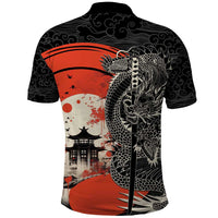 Japanese Dragon Katana Enso Polo Shirt Japan Pagoda Seamless Cloud LT14 - Polynesian Pride